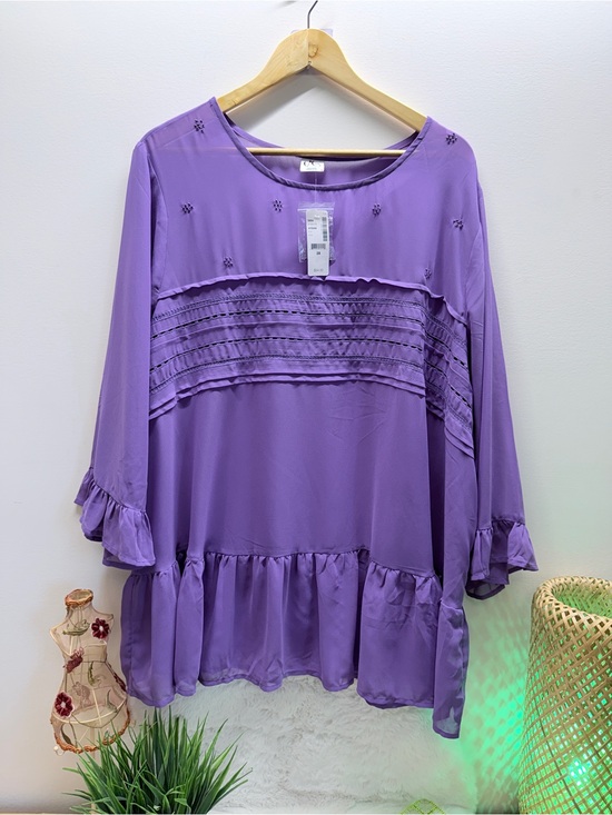DC Jeans Tops - New DC Jeans Flowy Lavender Ruffle Summer Wedding Guest Ready Tunic Blouse 👚